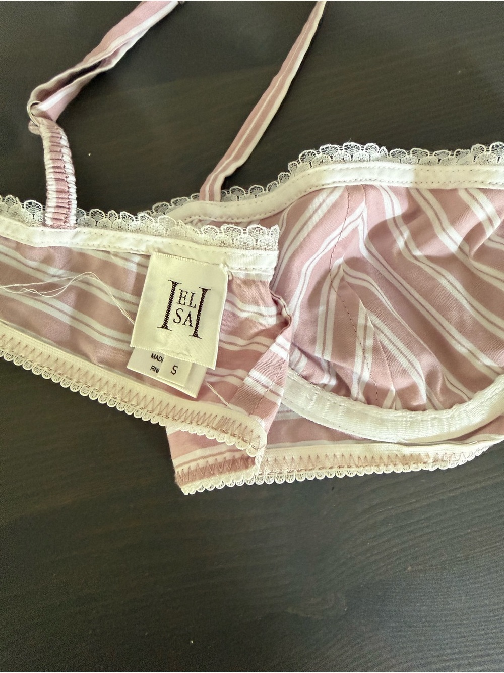 HELSA Pink Striped Lace-Trim Bralette